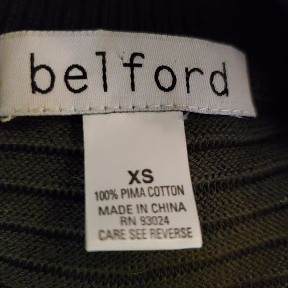 Belford Olive Green Pima Cotton Sweater Textured Cardigan collared Button Sz XS - Picture 5 of 5